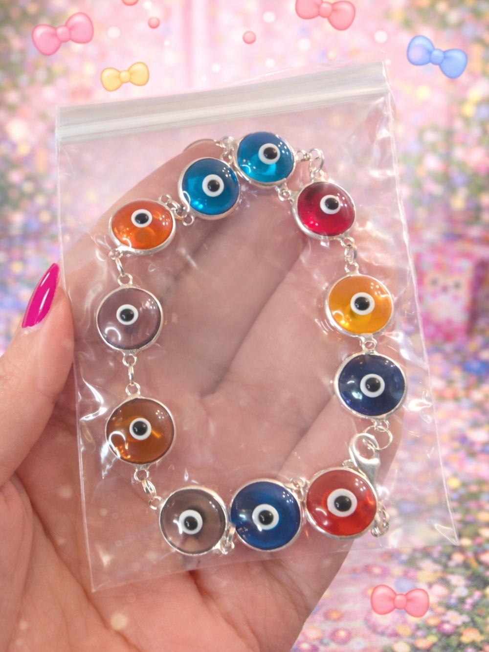 Multicolor Evil Eye Link Bracelet - Women Jewelry